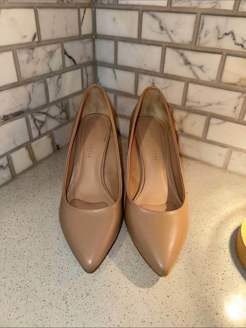 Kelly & Katie Tan Nude Pointed-Toe Pumps